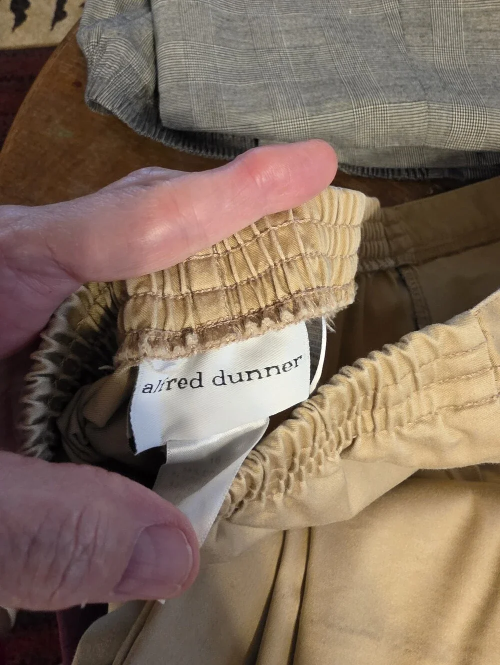 Womens Alfred Dunner Half Elastic Waist,2 Side pockets, Straight Leg, Tan